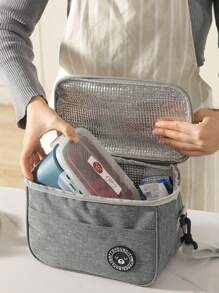 1 peça Bolsa de Almoço Isolada com Padrão de Urso - Caixa de Almoço Bolsa Térmica Macia Resfriadora para Homens e Mulheres Adultos, À Prova d'Água e Portátil para Escola e Escritório - Mantenha seus Alimentos Frescos e Saborosos (Cinza) Natal para Presente de Feriado