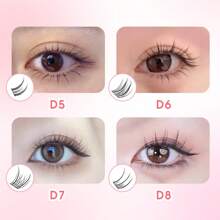 Fadvan 60pcs 5 Rows D 0.07 DIY D1-D29 Cluster Lash Segmented Extensions Invisible Natural Individual Eyelash Trilogy Foxed Large Capacity Mixed Tray Soft Lashes Supplies - Black - View 4