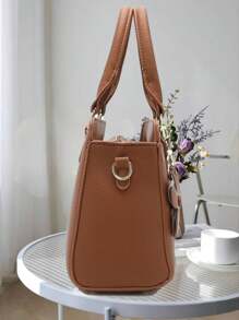 Women's Fashion Style Handbag With Pom Pom Pendant, Versatile Portable Shoulder Crossbody Bag - Đỏ - Xem 4