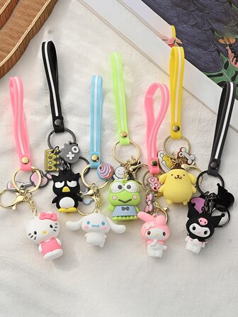  1/7-Pieces Set Pink Hello Kitty Cat Cute Waterproof Keychains For Woman, Silicone Purple Kuromi Funny Bag Charms And Car Must Haves Accessories, Birthday And Graduation Teacher Appreciation Gifts, Nurse Antifouling And Rust-Proof Key Chain Wristlet With Lanyard, Cinnamoroll Stuff, Sanrio Authorized Items. Car Accessories School Cartoon Goth Y2k