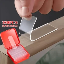 180pcs Double-Sided Adhesive Tape Set, 3 Boxes Of 60pcs Transparent Removable Waterproof Hanging Strips, Suitable For Decorating, Hanging Scrolls, Photos, Clocks, Plastics, Office & Gift Packaging, Applicable For Walls, Arts, Crafts, Hanging Decorations, Easy To Tear And Stick On Plastic Surfaces
