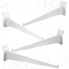 Soportes para estantes con rebordes de 12" para pared ranurada, 10 piezas, accesorios metálicos para pared ranurada de alta resistencia para estanterías, exhibición, garaje, cocina, color blanco - Blanco - Ver 6