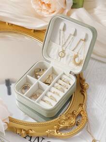 26 Letters Printed Pattern Travel Jewelry Storage Box, Portable Zipper Travel Jewelry Storage Box, Women's Home Storage Box, Pu Leather Waterproof Jewelry Box For Earrings, Necklaces, Rings, Jewelry Storage, Small Jewelry Box, - Suitable As A Gift For Friends And Bridesmaids Back To School