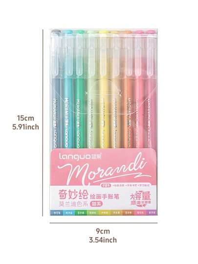 9pcs Morandi Gel Pens Set Gradient Colors Transparent Barrel 0.5mm Ballpoint Liner Marker For Drawing Highlighting