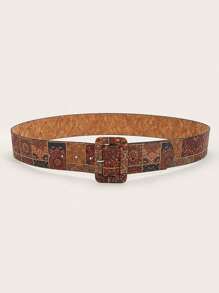 1 Pc BOHO Plus Size XXL Women's Waist Belt, Western Style Vintage Palace Random Floral Print Adjustable Waistband For Dress