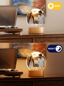 Bingkai Foto Akrilik Berbentuk Hati dengan Lampu Malam, Lampu Malam Foto Kustom untuk Hadiah Ulang Tahun Pernikahan Pasangan, Lampu Neon untuk Dekorasi Rumah dan Kamar, Lampu Hias - Catat nama bulat 5mm + tanggal - View 2
