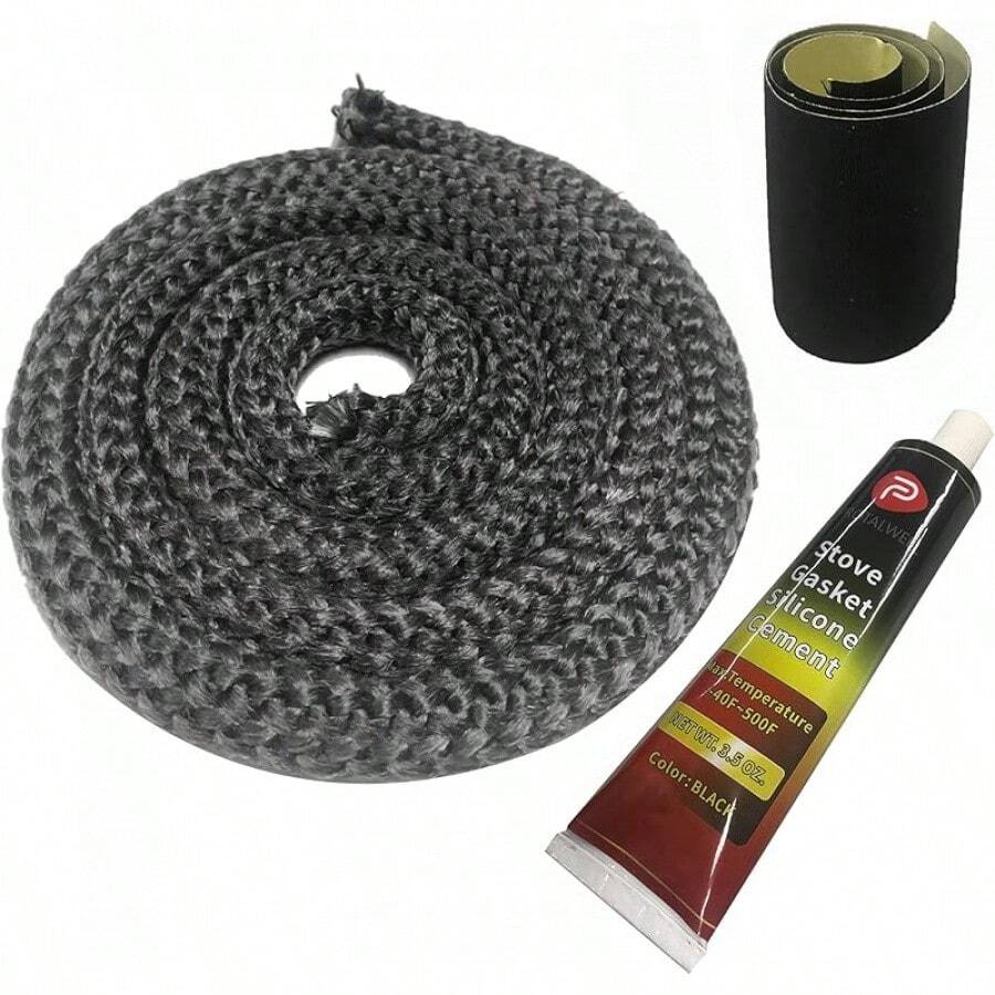 Wood Stove Gasket, 7/8" Wood Stove Door Gasket Kit, Gasket Rope Replacement For Stove Or Fireplace Doors, Grey Color Fiberglass Gasket
