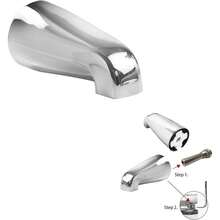 SENTO Slip On Silver Universal Heavy Durable Metal Bathroom Tub Spout Without Diverter, Heavy Duty Metal Bathtub Faucet Without Shower Diverter - 4 Inches 1/2" Copper Pipe, Polished Chrome - 銅管 - 查看 2