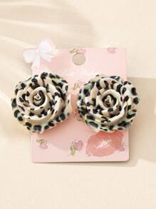 1 对优雅可爱的亚克力豹纹玫瑰花耳环，适合女士佩戴，适合情人节、生日、约会、派对、节日、日常佩戴、妈妈、母亲、母亲节、礼物