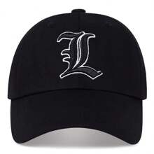 AR 1pc Men's Gothic Letter L Baseball Cap With Dog Print, Fashionable Hat For Outdoor Sports, Adjustable UV Protection Casual Cap Suitable For Spring, Autumn, Travel, Beach, Party
