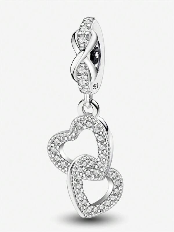 1 Stück Modischer funkelnder Herz-Anhänger Charm Perle, geeignet für Frauenarmreifen, Armspangen zum Selbstgestalten von Schmuck sowie als tägliches Accessoire und Dekorationsschmuck für Mädchen