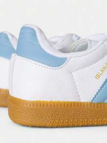 Women's Sneakers Flat Sole Gym Leather White Black Fashion Comfortable Striped 2 Stripes - 薄荷藍 - 查看 3