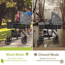 Pram Pushchair Travel System Stroller Foldable Lightweight With Rain Cover And Footmuff, Carrycot, Convertible To Reversible Seat, Lying Position, Lying Function, From Birth To 3 Years, Grey - Dark Grey - View 5