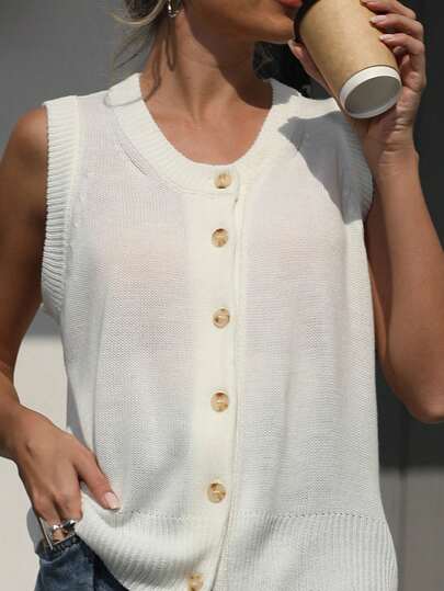 女士休闲前开针织开衫