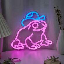 Chi-Buy 可爱 LED 霓虹灯蘑菇 & 一起跳舞 & 男士空间 & 哈哈 & 游戏室 & 游戏结束 & 蜜蜂和青蛙霓虹灯壁灯，字母夜灯，USB 供电，适用于生日派对、圣诞节、情人节、婚礼装饰 - 彩色 - 查看 17