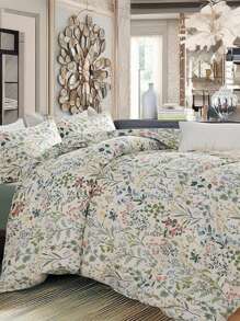 Vclife Vintage Floral Comforter Set Four Sizes, All Seasons Muslin Cotton Bedding Set, 3 Pieces Farmhouse Shabby Chic Jacquard Floral Comforter Set Perfect For Women And Men - 化纖印花被子-玲瓏+淺綠 - 查看 5