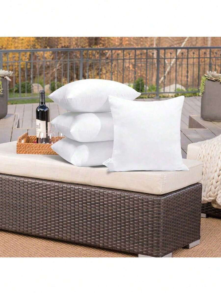 1pc White Pillow Insert, Full Size Renewable Fiber Filled Pillow Insert, Suitable For Bed, Sofa, Living Room, Bedroom, Office, Can Be Used As Decorative Pillow, Bed Pillow And Car Support Pillow. - White - View 1