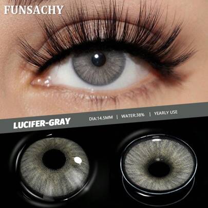 FUNSACHY Gray Big Eyes Color Contact Lenses Annual Use Eye Makeup Soft Lenses Easy To Wear 14.5Mm Halloween Costume Cosplay
