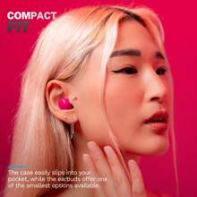 JLab Go Pop+ True Wireless Bluetooth Earbuds + USB Charging Case, Dual Connect, IPX4 Sweat Resistance, Bluetooth 5.1 Connection, 3 EQ Sound Settings Signature, Balanced, Bass Boost - Dark Pink+ - View 6