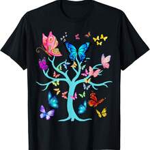 Butterfly Lovers Butterflies Circle Around The Tree Design T-Shirt