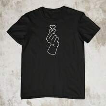 Korean Finger Love Symbol Shirt , Korean Finger Heart Shirt Cute Korean Heart Shirt K Pop Shirt KDrama Lover Tee Saranghae Korea Finger Tee.