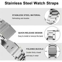 VA VA VOOM 1pc Galaxy Watch Band, 20mm/22mm Stainless Steel Quick Release Strap, Compatible With Huawei Watch, Watch, Honor Watch, Galaxy Watch Gear Active2/S2, Gear S3, GT 2, Watch GT2 (42mm/46mm), Adjustable Replacement Band, Also Suitable For Samsung, - Black - View 8