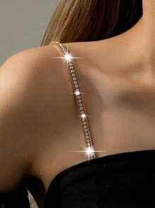 2pcs/Pair Adjustable Rhinestone Bra Straps Anti-Slip Metal Shoulder Straps Bra Accessories For Women Wedding Bikini Dress Bra Straps For Rave - Multicolor - View 3