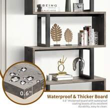 Scaffale A 5 Ripiani, Scaffalatura Moderna And Independent Multifunctionale For Camera Da Letto, Soggiorno E Ufficio, Mobile Espositivo In S Format - Xám - Xem 4