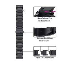VA VA VOOM 1pc Galaxy Watch Band, 20mm/22mm Stainless Steel Quick Release Strap, Compatible With Huawei Watch, Watch, Honor Watch, Galaxy Watch Gear Active2/S2, Gear S3, GT 2, Watch GT2 (42mm/46mm), Adjustable Replacement Band, Also Suitable For Samsung, - Black - View 4