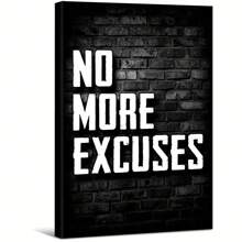 No More Excuses On Brick Wall Large Wooden Framed Wall Art Home Decor Canvas Painting- For Bedroom, Bathroom, Living Room, Office, Kitchen, Holiday Gift- 1pc - 彩色 - 查看 1