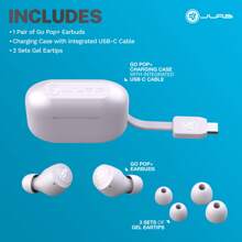 JLab Go Pop+ True Wireless Bluetooth Earbuds + USB Charging Case, Dual Connect, IPX4 Sweat Resistance, Bluetooth 5.1 Connection, 3 EQ Sound Settings Signature, Balanced, Bass Boost - Lilac+ - View 7