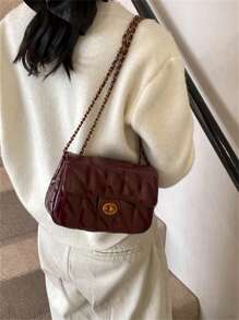 Dedoo Bolso cuadrado pequeño rojo de cadena para el hombro y cruzado para mujer, nueva colección Nanfeng Chio2n Fancheng Red Maple