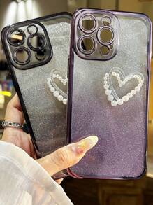 New 16 Four Corner Anti Drop Case+Sparkling Powder Paper Faux Pearl Hanging Rope Sparkling Powder Rabbit Makeup Mirror Magnetic Bracket Integrated Phone Case Compatible With Galaxy 16 Pro 16 Pro Max S25/S25Plus/S25Ultra XM HW RM Compatible With Oppo,International Version, Not The Domestic Version - Purple - View 2