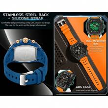 SANDA Men Watch Digital Quartz Dual Time Military Sport Wristwatch Top Brand Luxury Multifunction Alarm Date Week Stopwatch Function Silicone Strap Waterproof Original Electronic Male Clock Gift 6235