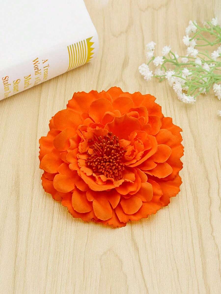 1pc Unique Orange-Red Creative Bohemian Peony Flower Brooch Pin, Women Jewelry, Spring/Summer Accessory