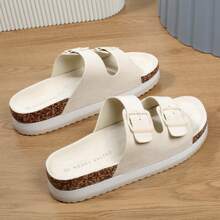 Mubberry Women's Casual Metal Buckle Platform Slippers Ladies Fashion Summer Outdoor Fashion Non-Slip Beach Sandals