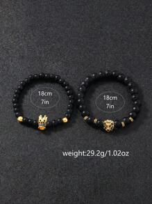 1 Set Men's Watch Business, Fashion, Calendar Function, Luminous Seconds Hand, Anti-Mechanical Numeric Dial Quartz Watch And Lion's Head, Crown Beaded Bracelet Accessory Set Perfect For Everyday Wear, Birthday Gifts, Parties, Holiday Gatherings, And As The Ideal Gift For Yourself Or Friends No Box