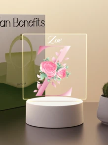 1pc Custom Name Creative Flower Initials Gift 3D Light Illusion LED Night Light Warm Light Birthday Gift Gift Wedding Gift - 3mm Small Square-26 Letters - View 30