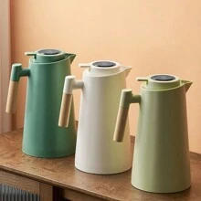 Nordic Thermal Bottle 1L Coffee Tea Wooden Handle Luxury - Màu xanh Bạc hà - Xem 7