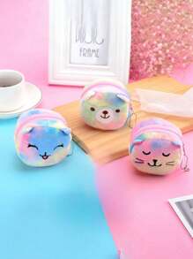 1 件彩色 3D 毛绒圆形零钱包 - 送给她的礼物 - 彩色 - 查看 3