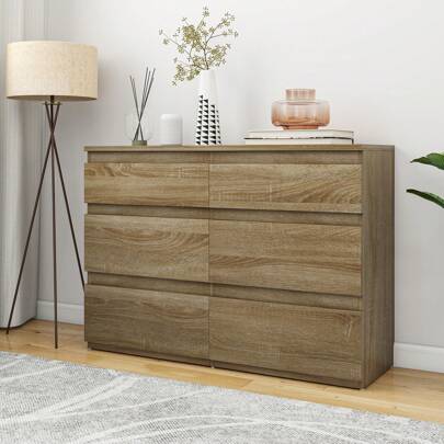 Commode avec 6 Tiroirs, Armoire à Tiroirs, Meuble Rangement, Commode Chambre, Commode avec Tiroirs, idéale pour Le Salon, la Chambre à Coucher et Le Bureau, 100x30x70 cm (Sonoma)