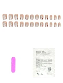 Instantly Upgrade Your Look With 24pcs Short Coffin Cute Nail Art Piece Fresh And Simple Nail Patch Wearing Nail Detachable Love Bow Star Sweet Cute Funny Full Cover Fit Perfectly Detachable Fake Nail,Gift For Women Mom Wife Sister Teen Girl Friend,Festival, Holiday, Cosplay, Travel, Party, DIY, Music Festival,Dating, Spring, Summer, Fall, Winter & 1pc Nail File & 1 Sheet Nail Jelly Glue(Random Jelly Glue) Press On Nails
