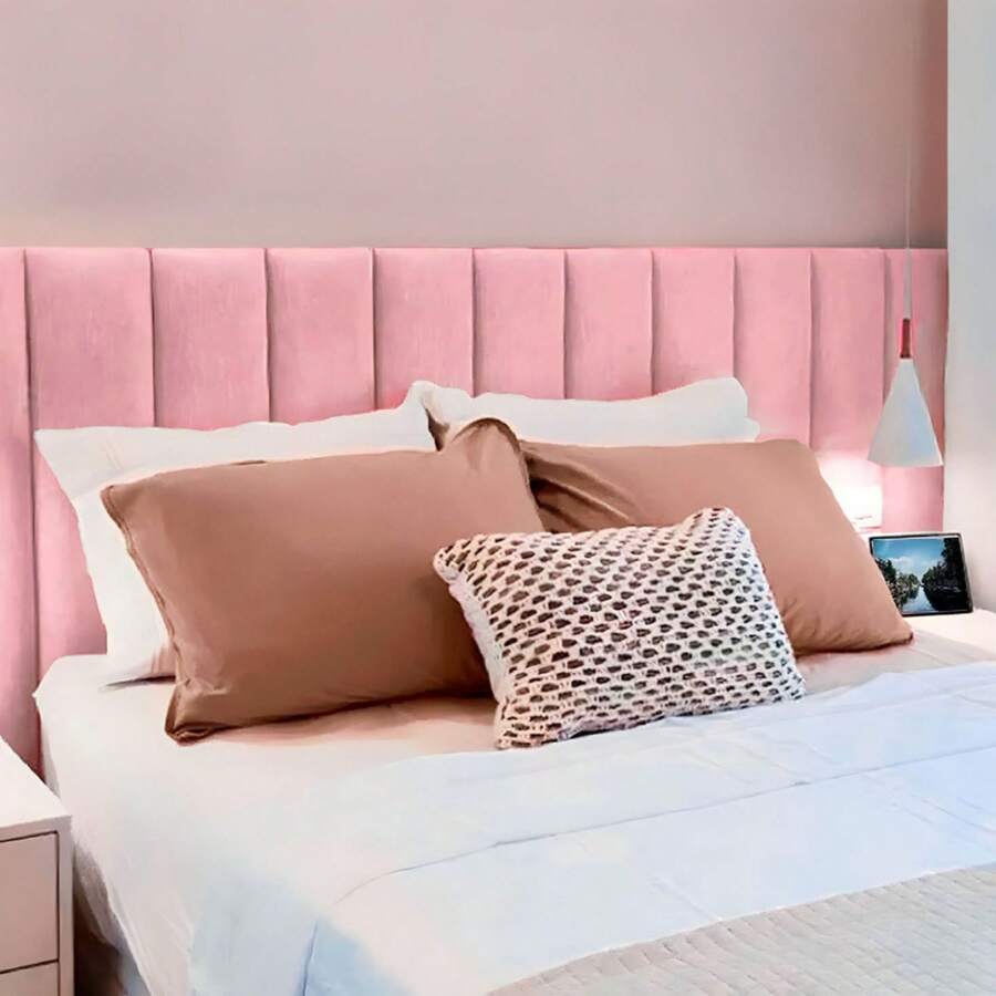 Headboard For Single Box Bed 60x20 Modular Kit 5 Upholstered Pieces - Pink - View 1