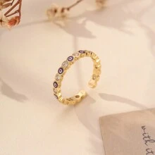 1 anel turco azul com mau-olhado aberto, elegante e exclusivo, adequado para homens e mulheres, joia chique para festa, presente para namorada/amante/dia das mães/Halloween - Multicolorido - Ver 11