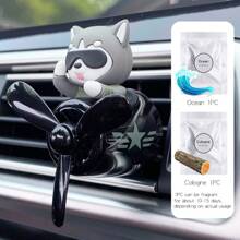 Wind Rotating Propeller Cool Fun Bear Pilot Car Air Fresheners Cartoon Dog Husky Vehicle Air-Conditioning Vent Clip Perfume Airplane Automotive Fragrance Diffuser Aromatherapy Ornaments Fan Aroma Pendant Windmill Outlet Interior Accsesories Decorations For Men Scent Flavor Fresh Smell Gifts Birthday Graduation