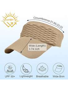 1pc Women's Sun Visor Hats, Wide Brim UV Protection Knitted Running Visors, Ponytail, Suitable For Easter, Mother's Day, Back To School, Outdoor, Travel, Hiking, Camping, Birthday Gift, Spring/Summer, Cycling, Black/White/Khaki - Multicolor - View 6