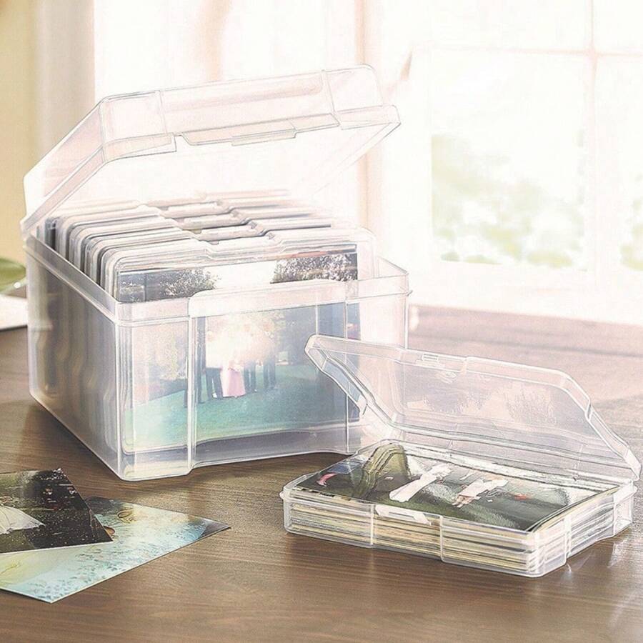 Clear Plastic Photo Storage Box Crafts Storage Photograph Picture Container Case - VariantValue - View 1
