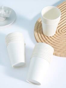 10pcs/25pcs Disposable White Paper Cups, Suitable For Cold Drinks, Coffee, Birthday Parties, Family Gatherings, Picnics, Party Decorations