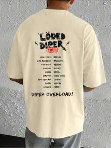 Double - Sided Printing LODED DIPER  Men's Casual Cotton Patterned T-Shirt, 100% Cotton, Unisex Crew-Neck T-Shirt For Summer - 杏色 - 查看 2
