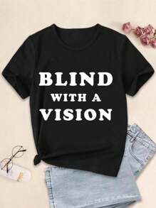 Valentine's Day Blindness Awareness T-Shirt 'Blind With A Vision' Inspirational Quote For Ladies